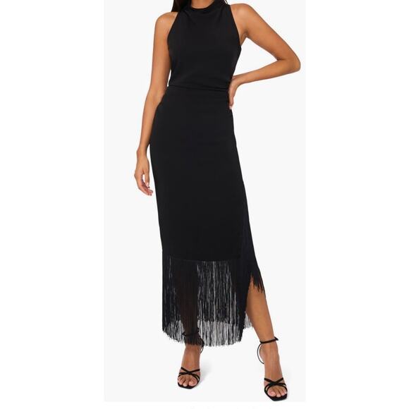 Parker Dress The Sofia fringe hem black size 14 DEFECT - Picture 1 of 8